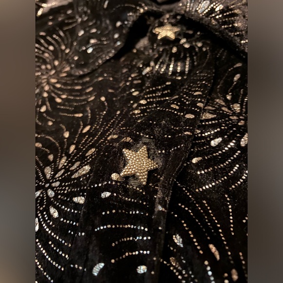 Elee Rare Vintage Fireworks Celebration Black M/L Long Sleeve Star Button Shirt - Picture 5 of 12